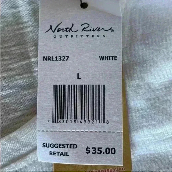 North River Graphic Printed Slub T-Shirt Short Sleeve in White Size Large NWT - Picture 9 of 10